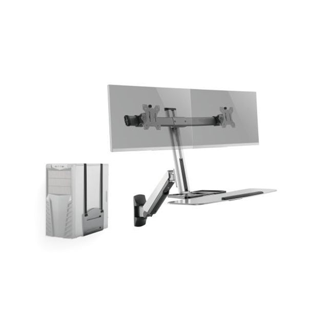 זרוע קיר כפולה מתכווננת עם מעמד למחשב LUMI DWS02-W02