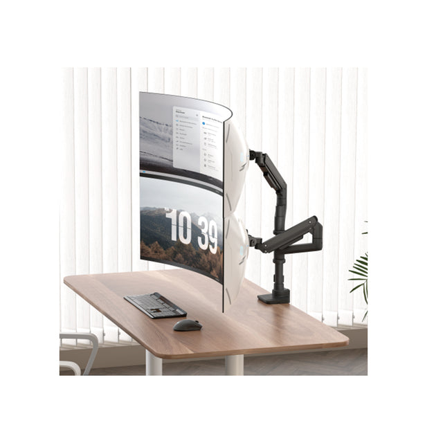 זרוע שולחנית כפולה למסכים עד 49" עם USB LUMI LDT69-C024UCP לבן