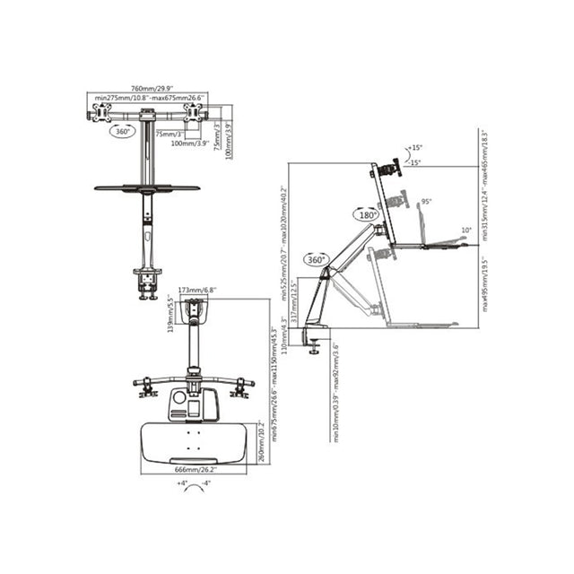 זרוע שולחנית ארגונומית כפולה למסכים עד 27″ LUMI DWS02-C02