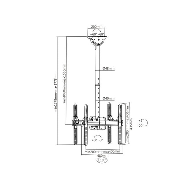 מתקן תלייה דו צדדי תקרתי PLB-CE944-01D LUMI