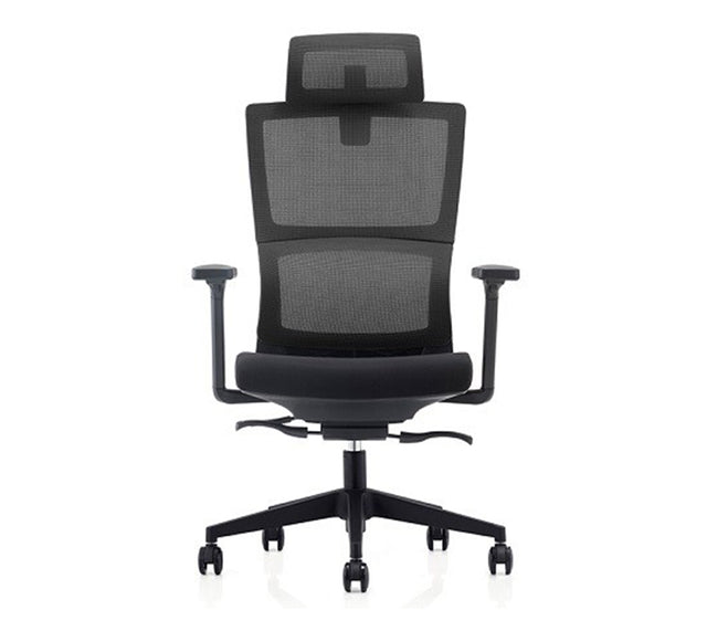 כסא מחשב SITPRO עם משענת ראש בצבע שחור (מבט קדמי)
