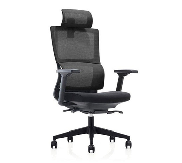 כסא מחשב SITPRO עם משענת ראש בצבע שחור (מבט זווית קדמית)