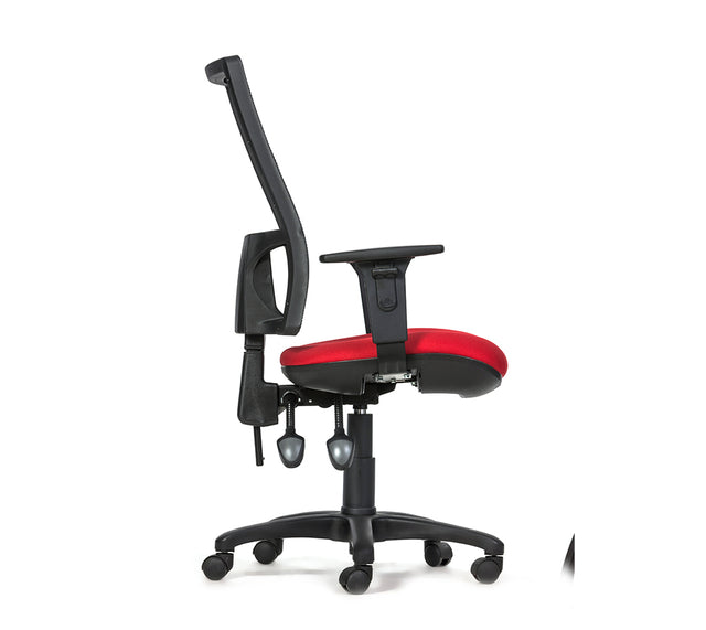 כסא מחשב עם גב רשת דגם SPRINT בצבע אדום (מבט צד)