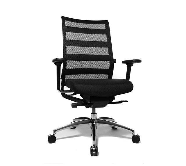 כסא מחשב אורטופדי דגם ERGOMEDIC 100-1 בצבע שחור (מבט זווית קדמית)