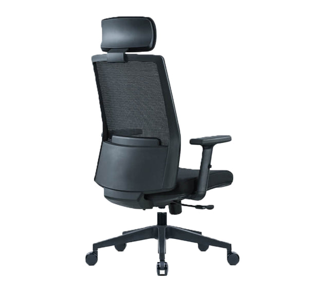 כסא מחשב SIT בצבע שחור (מבט זווית אחורית)