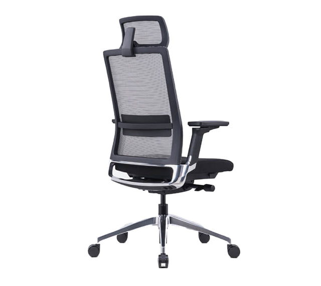 כסא מחשב דגם TORINO BLACK עם משענת ראש בצבע שחור (מבט זווית אחורית)