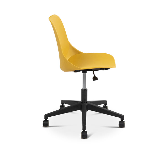 כסא מחשב קליקה מסתובב בצבע צהוב  (מבט צד)
