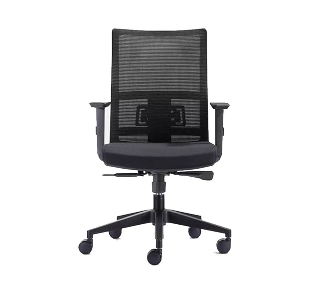 כסא מחשב דגם BONITA עם ידיות מרופדות בצבע שחור (מבט קדמי)