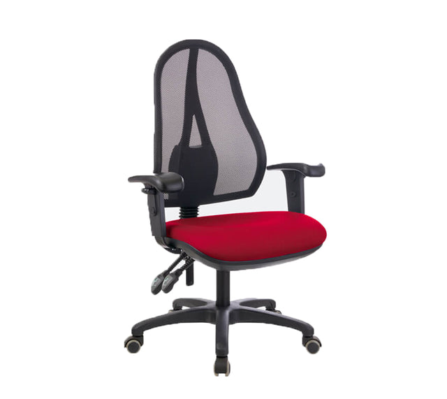 כסא מחשב דגם ICON NET בצבע אדום (מבט זווית קדמית)