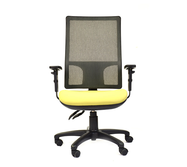 כסא מחשב עם גב רשת דגם SPRINT בצבע צהוב (מבט קדמי)