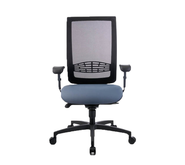 כסא מחשב עם גב רשת דגם KIND NET בצבע תכלת (מבט קדמי)