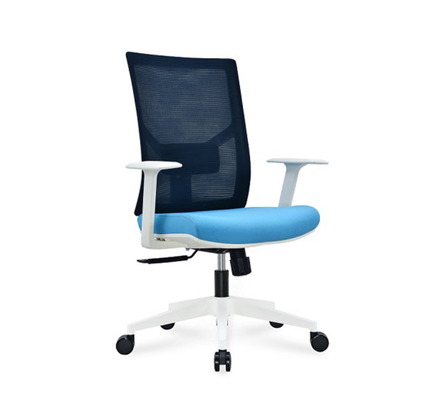 כסא מחשב דגם 226 בצבע לבן תכלת (מבט צד)