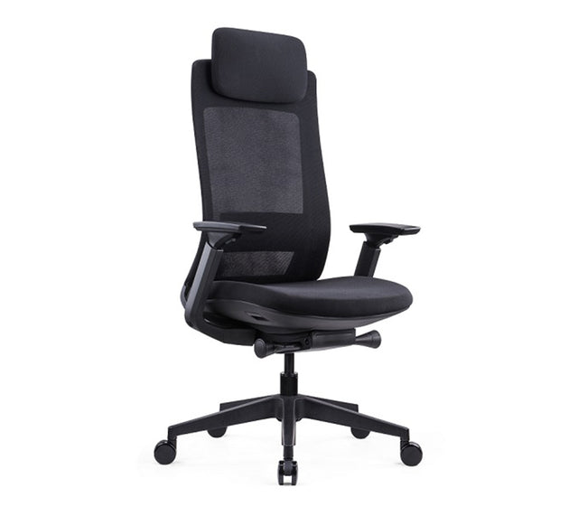 כסא מחשב אלביט עם משענת ראש בצבע שחור (מבט קדמי 45)